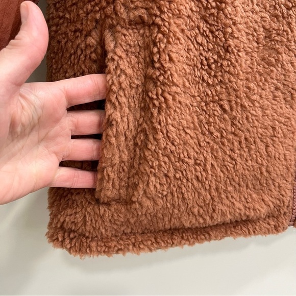 Madewell warm umber Reversible Sherpa Puffer full zip jacket NC574 Size XXS - Picture 7 of 15